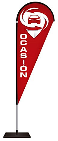 Oedim Fly Banner Tipo Gota Automoción | Banderola publicitaria | Talla M | Banderola publicitaria Tipo Fly Banner Talla M Rojo y Texto Blanco |