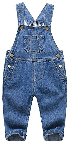KIDSCOOL SPACE Salopette di Jeans per Neonato e Ragazza,Abbigliamento da Lavoro Carino in Denim per Bambini,Azzurro,2-3 Anni