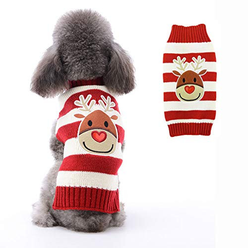 PETCARE Hundepullover Weihnachten Hund Rollkragenpullover Weihnachten Muster Strickwaren warme Haustier Pullover für Hundewelpen Party Puppy Geschenk für Hund