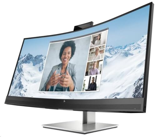 HP E34m G4 Conferencing Monitor E-Series LED-Monitor Curved 86,4 cm 34 3440 x 1440 WQHD @ 75 Hz VA 400 cd/m² 3000:1 5 ms HDMI DisplayPort USB-C Lautsprecher Silber Halter schwarzer Kopf