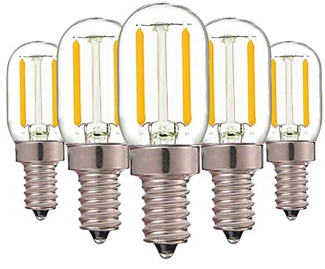 Lampadine notturne E12 dimmerabili, 15W equivalenti lampada di sale T20 2200K bianco caldo Base E12 Mini lampadina LED a candelabro per forno a microonde Frigorifero Ventilatore da soffitto 5 pezzi