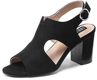 DREAM PAIRS Damen Klassische Pumps Sandalen Sandaletten mit Blockabsatz und Riemchen,Size 40,Schwarz,SDHS2351W-E