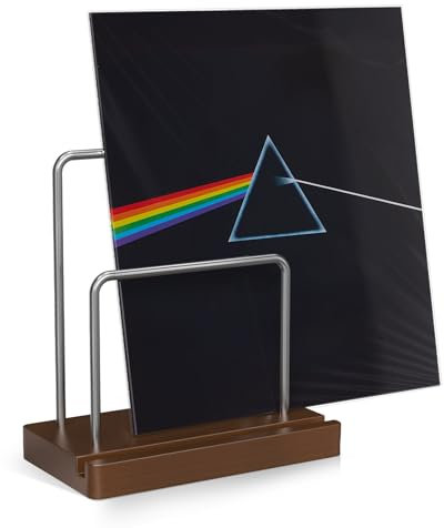 TAKMORK Record Holder Vinyl Display Storage: Vinyl Record Storage Holder Solid Wood Albums Stand Now Playing LPs Organizer Rack