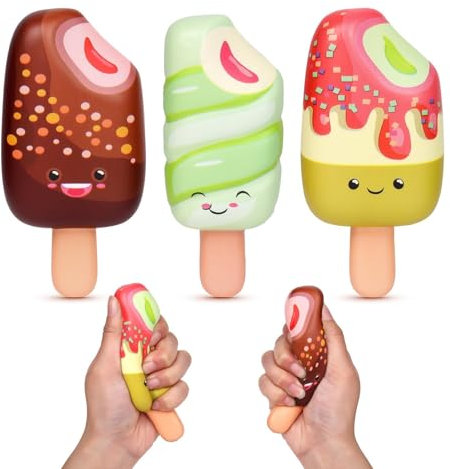Anboor 3 Stück Squishies Set, Lebensmittel-Squishies Langsam steigend Weiche Kawaii-EIS am Stiel-Squishies für Kinder Stressabbau-Lebensmittel-Schaum-Squishies-Spielzeug als Partygeschenke
