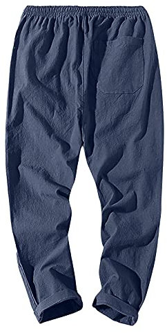 Lederhose Herren Jeans Herren Stretch Push Up Leggings Wickelhose Einfarbige Leinenhose Lang Leicht Sommerhose Männer Freizeithose Reitleggings (Dunkelblau, 3XL)