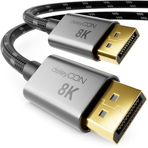 deleyCON 5m 8K DisplayPort Kabel 1.4 (8K@60Hz 4K@165Hz 2K@360Hz) HBR3 32.4Gbps UHD WQHD HDR DSC 1.2 HDCP 2.2 G-Sync & FreeSync DP 1.4 Kabel für Gaming-Monitor Grafikkarte