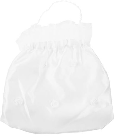 Garneck Hochzeitstaschen Satin-Braut-Hochzeits-Geldbeutel Braut-Geldbörse Dolly-Tasche Weiße Braut-Satin-Blumen-Verzierte Dolly-Tasche Hochzeit-Braut-Handtasche