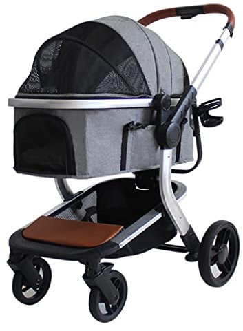 Verbesserte Haustier-Buggys für kleine und mittelgroße Hunde, Haustier-Buggy für Katzen und Hunde, teilbarer Hunde-/Katzen-Kinderwagen, Buggy, Kinderwagen, leichtes, zusammenklappbares Gestell mit 4