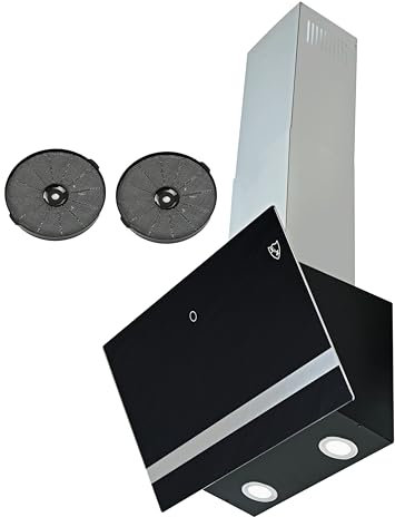 K&H Dunstabzugshaube 60cm Wandhaube [UMLUFT & ABLUFT] - Abzughaube mit Metall Fettfilter - Dunstabzug - Cooker Hood - LED - Bürstenloser Motor - GFSG-60-300 m³/h - Energkieklasse A++ (Schwarz)