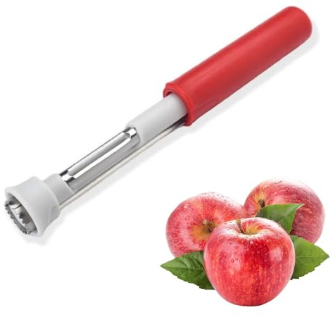 Stainless Steel 2-in-1 Apple Corer and Peeler - Fruit Fetch Kitchen Tool with Core Remover in Red