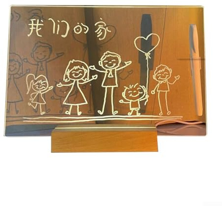 Gettimore Tablero de escritura acrílico luminoso borrable para dibujar y tomar notas, 20 x 20 cm y 30 x 20 cm con bolígrafo blanco y soporte