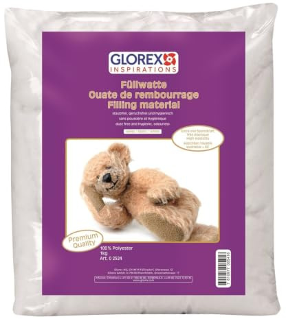 GLOREX 0 2524 – Fyllnadsvadd, vit, 1 kg påse fyllnadsmaterial, fyllmedel för kuddar och gosedjur
