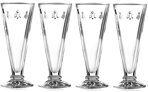 La Rochere Set of 4 Bee Design Glass Champagne Flutes - 608501