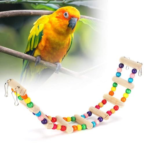 Papagei Hängebrücke, Holz Vogelleiter Vogelkäfig Leiter Brücke Klettern Schaukel Spielzeug für Nymphensittich Sittich Vogel Perch Stand Haustier Vogelkäfig Zubehör für Ratten Hamster Eichhörnchen