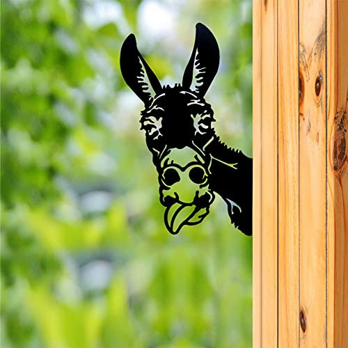 CCWORAN Ornements De Jardin D'Âne en Métal pour Clôtures Décorations en Plein Air Maison Âne Animaux Jardin Décor Sculptures Rouillé Fonte Silhouettes Arbre Cour Mur Art Cadeau DonkeyC