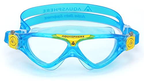 Aqua Sphere Vista Junior MS5084307LC - Gafas de natación para niños, se adaptan como una máscara, cómodas, hipoalergénicas, sin fugas, con sistema de hebilla de ajuste rápido, lentes transparentes,