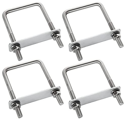 4 Pièces Bride de Fixation, Fixation par Boulon en U, Boulon en U, Fixation Coffre de Toit, Cadre Durables, Boulon U Carré en Acier Inoxydable, pour Remorquage, Réparation, Bateau, Voiture