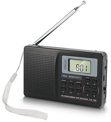 Goshyda AM FM Radio, Portable Digital Radio FM AM SW Sound Digital Tuning Receiver Full Band Radio with Alarm Clock, Mini Pocket Radio for Elder Gifts, Memory Function, Backlight Keys