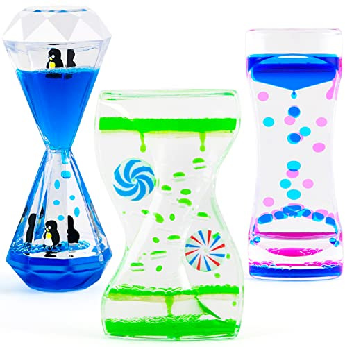 Reloj de Arena Líquido con Burbujas, Juguete Anti-Estrés para Adultos y Niños, Decoración Zen para Escritorio y Idea de Regalo, 3 Unidades