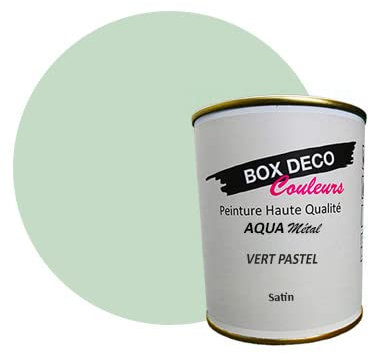 BOX DECO COULEURS Peinture meuble métal à base de laque acrylique aspect satin Aqua Métal - 750 ml / 7.5m², Vert Pastel