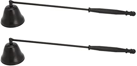 Horoper Candle Snuffer, 2 Piece Candlesnuffers with Handle, Black Metal Candle Wick Snuffer Extinguisher for Putting Out Jar Candles Flame Safely