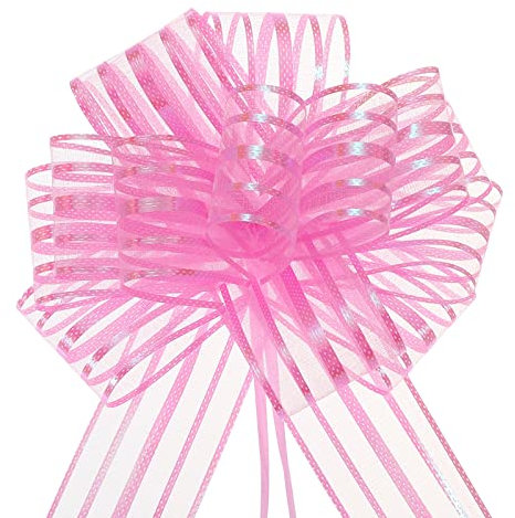 sourcing map 5Stk Geschenk Schleife ø 16cm Geschenkband Matt Schleife Riesen Ziehschleife für Verpackung Tüten Zuckertüten Auto zum Basteln Dekorieren Weihnachten Valentinstag, Rosa