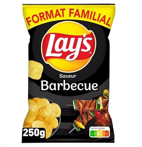 LAY'S - Fichas para barbacoa, tamaño familiar, 250 g, cuatro artículos