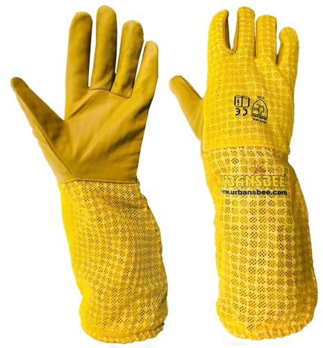 Urbansbee Guantes de apicultura ventilados profesionales | Guantes antipicaduras para apicultores | Diseño avanzado | Duradero y cómodo para uso intensivo | 1 par | Ideal para principiantes y expertos