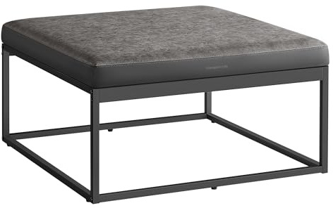 SONGMICS Home Luiz Colección - Mesa de Centro Cuadrada, Mesa de Salón, Tablero Reversible, Mesa Auxiliar, Taburete, Minimalista, Marco de Acero, Carga de 300 kg, para Salón, Gris Paloma LOM077G01