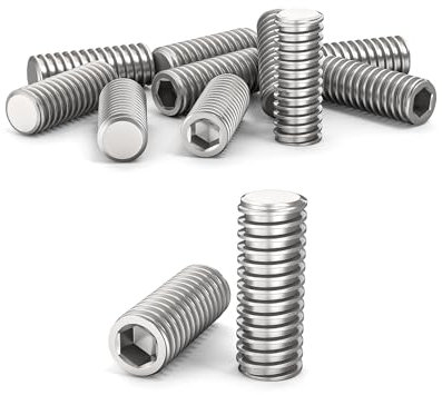 ORTAVA Tornillos Prisioneros M4 x 10 mm, DIN 913/ISO 4026, Con Hexágono Interior (ISK) y Cabeza Cónica, Acero Inoxidable (Plata)