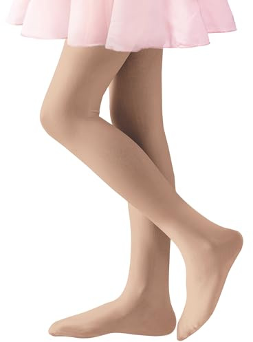 Coziwill Socks Ballet Tights Girls Dance Tights School Girls Gymnastics Footed Leggings Kids Ultra Soft Microfiber Pantyhose Stockings 3-5 Years Toddler 1 Pack(Nude, S)