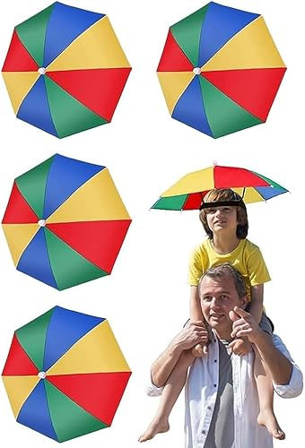 WZHHDM 3Pcs Umbrella Hats, Head Umbrella with Elastic Bands Fishing Hats for Women Men, Portable Mini Sun Rain Protection for Fishing Camping Beach