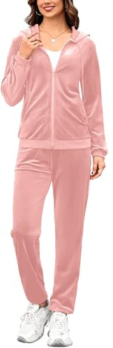 Totatuit Long Sleeve Zip Up Hoodie Womens 2 Piece Lounge Sweatsuits Set Jogging Suits Fall Outfits for Women 2025 Track Suits-Pink-S