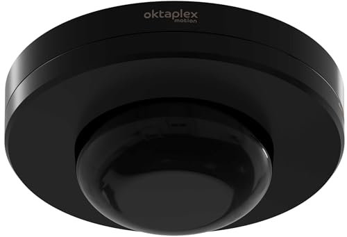 Oktaplex Pia Bewegungsmelder Aussen & Innenbereich 360 Grad Infrarot Präsenzmelder IP65 230V Aufputz PIR-Bewegungssensor schwarz