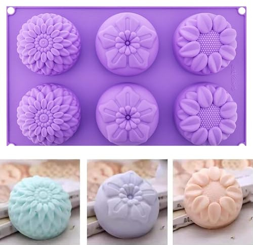 Moldes de jabón de silicona, 6 cavidades, moldes para bombas de baño, molde de jabón hecho a mano, molde de silicona, moldes para jabón, jabón, gelatina, chocolate y pasteles
