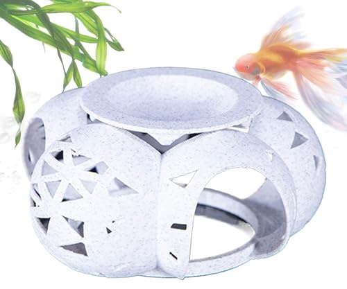 Hogvinnatil Maison de poissons, grotte de poisson Betta, grotte de poisson Betta Irregular | Fournitures d'aménagement paysager multifonctionnelles, maison de crevettes, décoration d'aquarium blanc