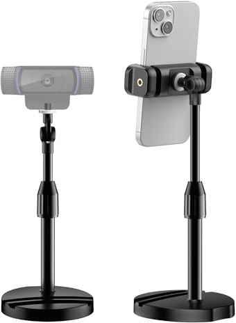 InnoGear Webcam Mount for Desk, Table Telescopic Webcam Stand with Phone Holder for Camera Webcam C922 C930e C920S C920 C615 C960 C920x BRIO 4K NexiGo N60, Right Light, GoPro with 1/4 Thread