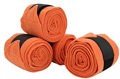 Qukaim 4pcs Horse Leg Wrap Self Adhesive Double Sided Fleece Bandages for Training, Exercising, Orange, Support and Comprion, Long, Ideal for Horses