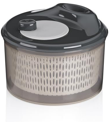 kela Essoreuse à salade avec couvercle 12099 23 cm DRY Salad Spinner, passoire en plastique, passoire pour légumes, fruits, penne, gris