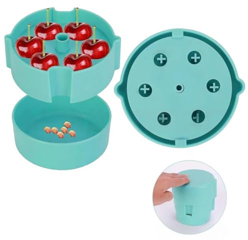 Snocciolatore manuale per ciliegie, strumento essenziale da cucina per rimuovere i semi di ciliegie, olive e prugne, strumento essenziale da cucina per la rimozione dei semi (blu e rosso)