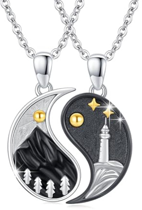 OHAYOO Yin Yang halsband 925 sterlingsilver Yin Yang hänge kedja partnerkedjor för dig och honom partner kedjor vänskapskedja smycken presenter för kvinnor män par