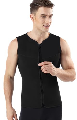 Gilet De Plongée Homme 5MM, Combinaison De Plongée en Néoprène Chaud Fermeture Éclair Avant sans Manches Protection Solaire Supérieure Anti-UV pour Les Sports Nautiques,Black a,XL