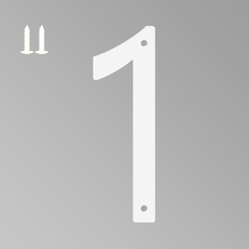 6 Inch White House Numbers for Outside, Metal Letters for Outdoor Signs, Anti-rust Aluminium House Address Letters for Front Door, Office, and Garden Decoration (Number 1)