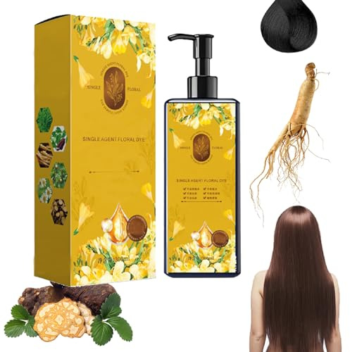 Nourishing Plant-Based Hair Color,Natural Plant Hair Dye Shampoo,Long-Lasting & Natural Hair Color Shampoo,Softens and Adds Shine (Natural Black, One size)