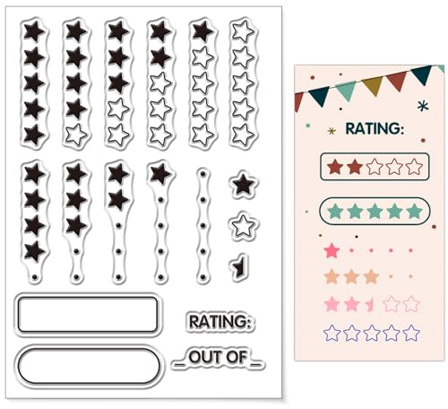 CRASPIRE Sello Transparente Estrella Tarjetas Calificación de Silicona Impermeable Reutilizable Transparente Diario Scrapbooking Repujado Álbum Fotos Manualidades Escuela Decoración del Hogar
