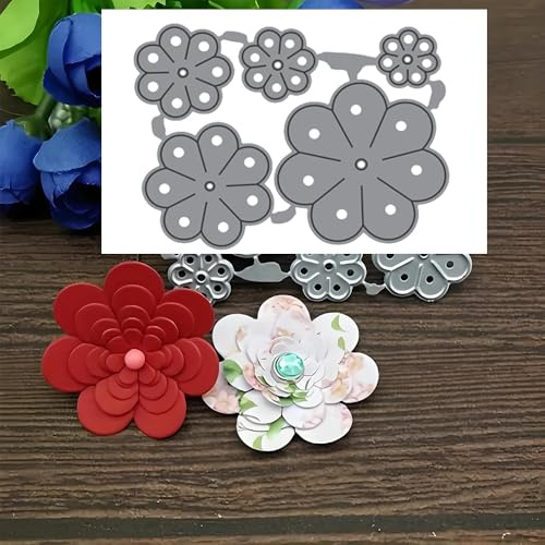 Layered 3D Flowers Metal Die Cuts, Layered 3D Flowers Cutting Dies Stencils Card Paper Craft DIY Template Cutting Dies Album Embossing Paper Dies for Card Making Scrapbooking