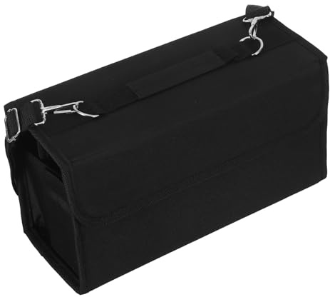 HIAKDOFT Paquet de Rangement avec Poignée de Transport 80 Emplacements pour Marqueurs en Tissu Noir Protection et Accès Facile pour Art et Loisirs Créatifs