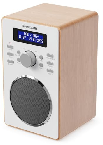DAB+ & FM Bluetooth Radio | Mains Powered DAB Radio | Backlit LCD Display with Dimmer | Dual Alarm Clock & Sleep Timer | 40 Presets per Mode | USB-C Power & Headphone Jack | OAKCASTLE DAB10