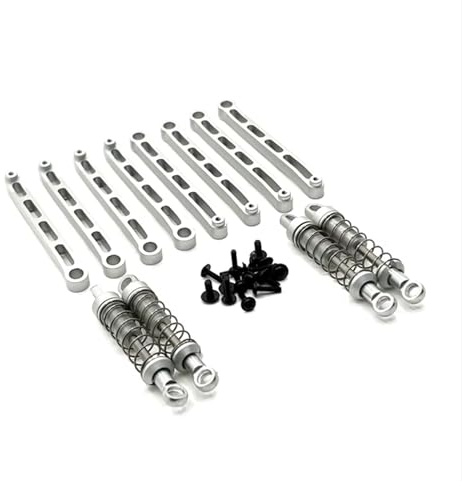 XAQRYQO RC Car Assortment For MN For MN78 1/12 rc Car Spare Parts Aluminum Upgrade Outer For Spring Shock Absorber For Chassis Fixing Rod Set(Silver)