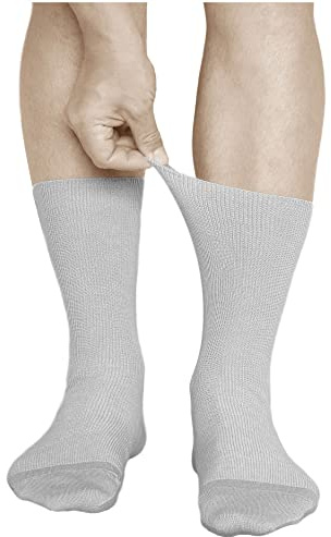 vitsocks Calzini senza Elastico Sanitari 98% COTONE Uomo (3 PAIA) Calze No Stress che non Stringono Caviglia, grigio, 44-46